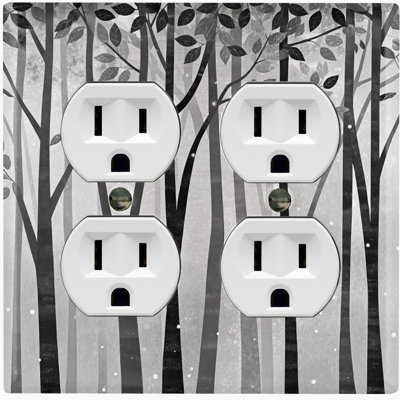 Couvercle de plaque d'interrupteur en métal; Recto-verso standard US 2 bandes - Foggy Forest