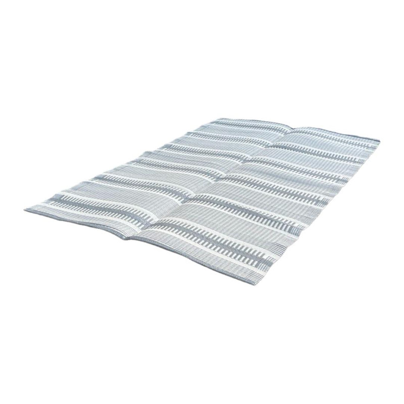Tapis rayé extérieur gris et blanc, Rectangle 7 pi x 5 pi