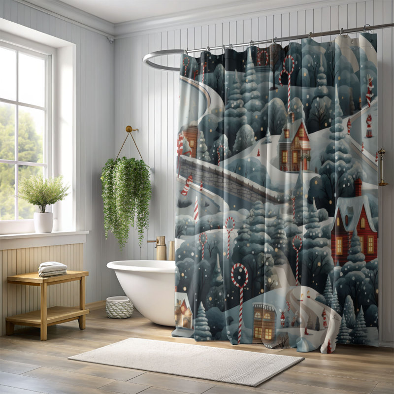 Rideau de douche Peppermint Lane - Premium, H 74 po x l 71 po