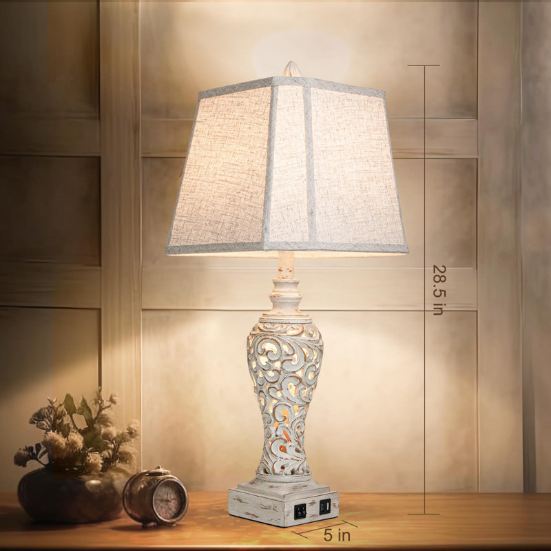 Lisinski Wood USB Table Lamp, White