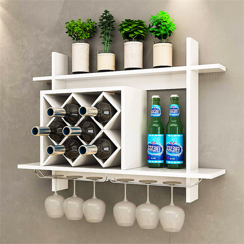 Ebern Designs Bobby-James Wall Mounted Wine Bottle & Glass Rack in ...