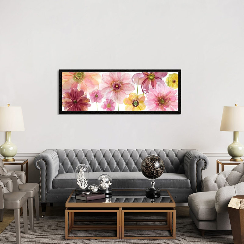 Pop Of Pink I by Carol Robinson - Panoramic Painting on Canvas, 152.4 cm H x 50.8 cm W, Black Framed