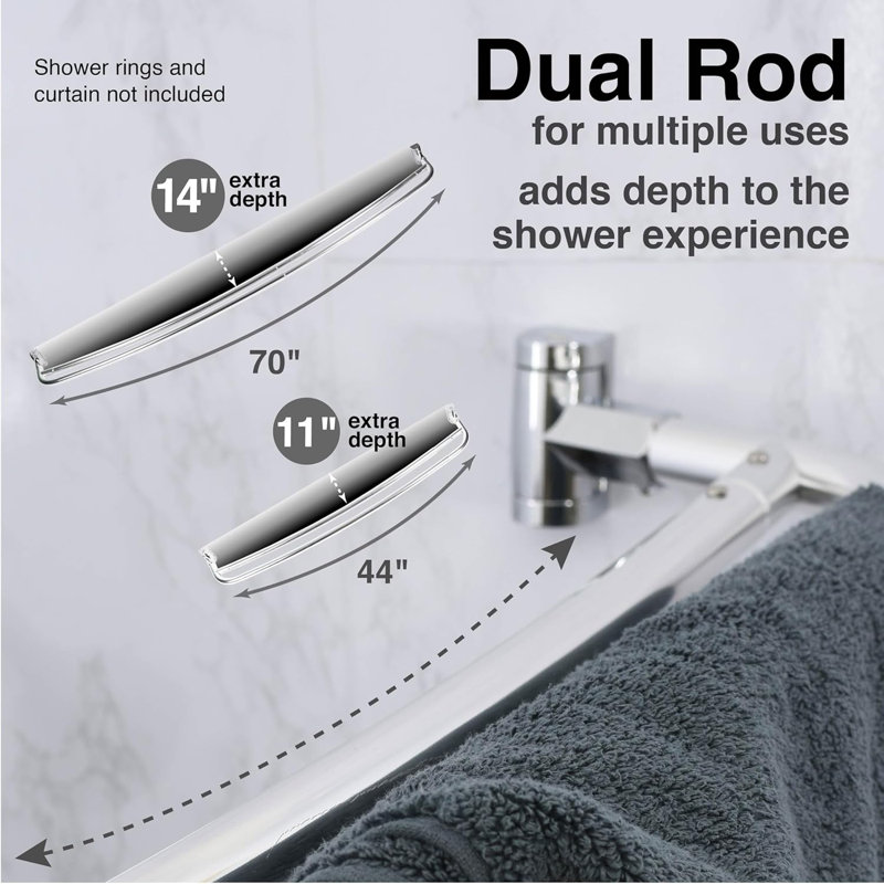 Adjustable Chrome Double Curved Shower Curtain Rod
