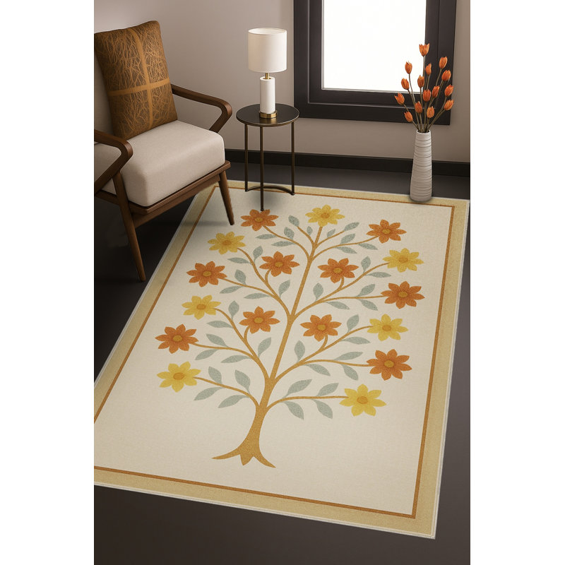 Tapis beige tissé traditionnel Mosso, 4'11" x 7'7"