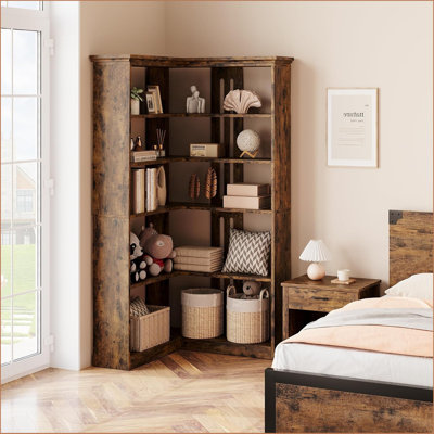 Corner Bookshelf 70.8 Inch Farmhouse Corner Bookcase, Tall Bookshelf With Storage Large Bookcase With Storage For Living Room Office by Winston Porter