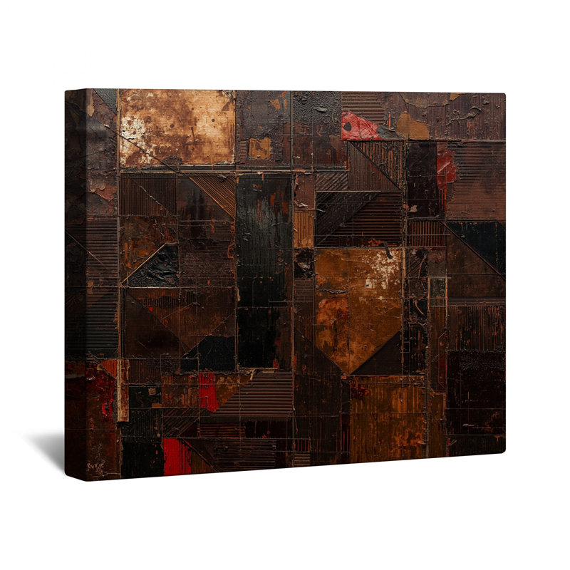 Toile tendue à texture de métal rustique en plusieurs tailles, 32 po x 32 po