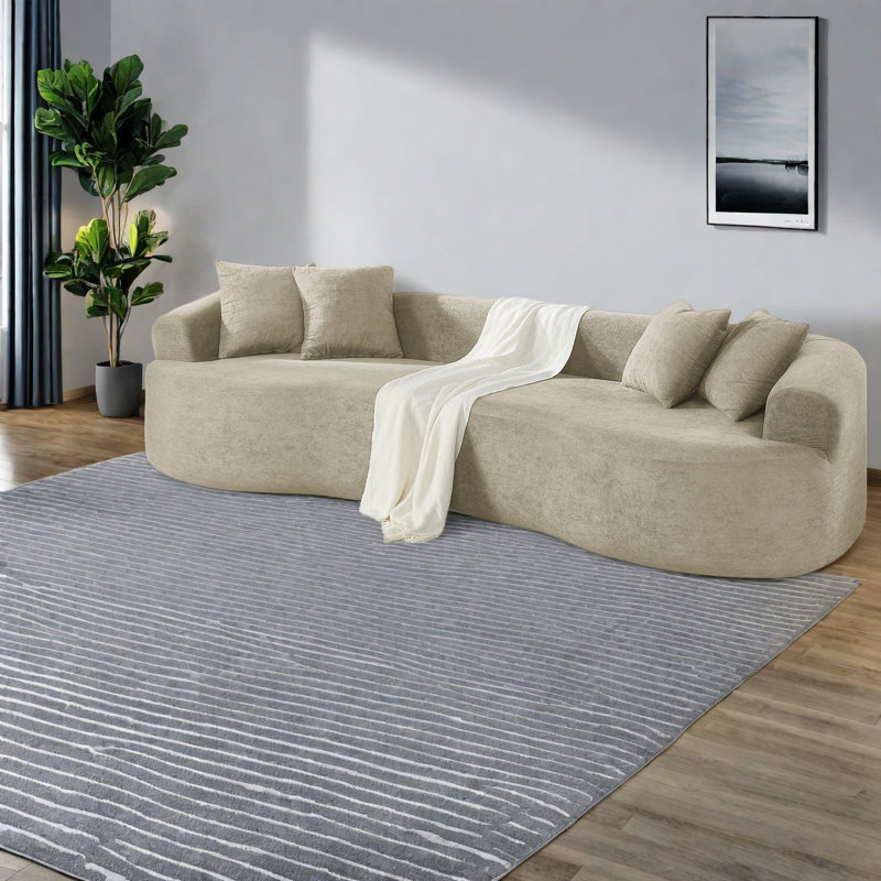 Canapé moderne en chenille 4 places, sans assemblage, idéal pour les espaces compacts