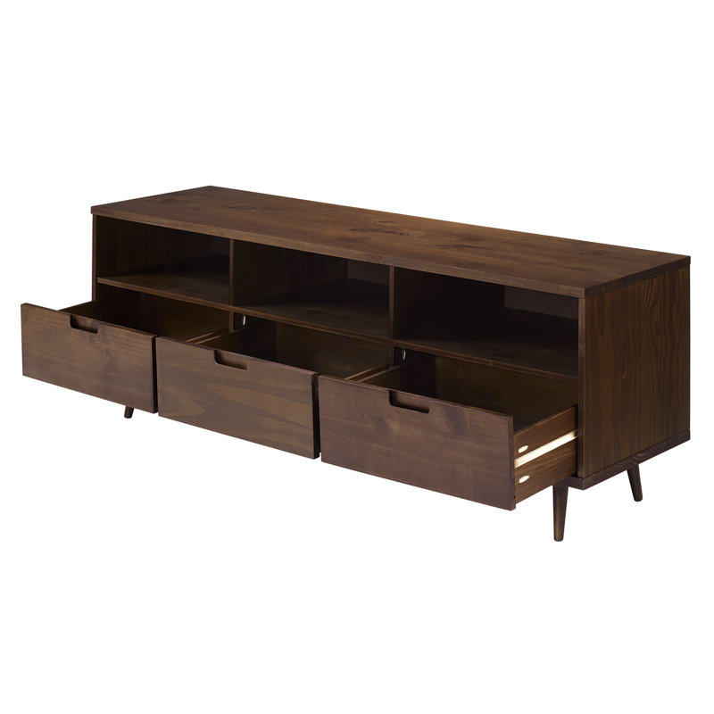 Ivy 70" 3 Drawer Solid Wood TV Stand, Walnut