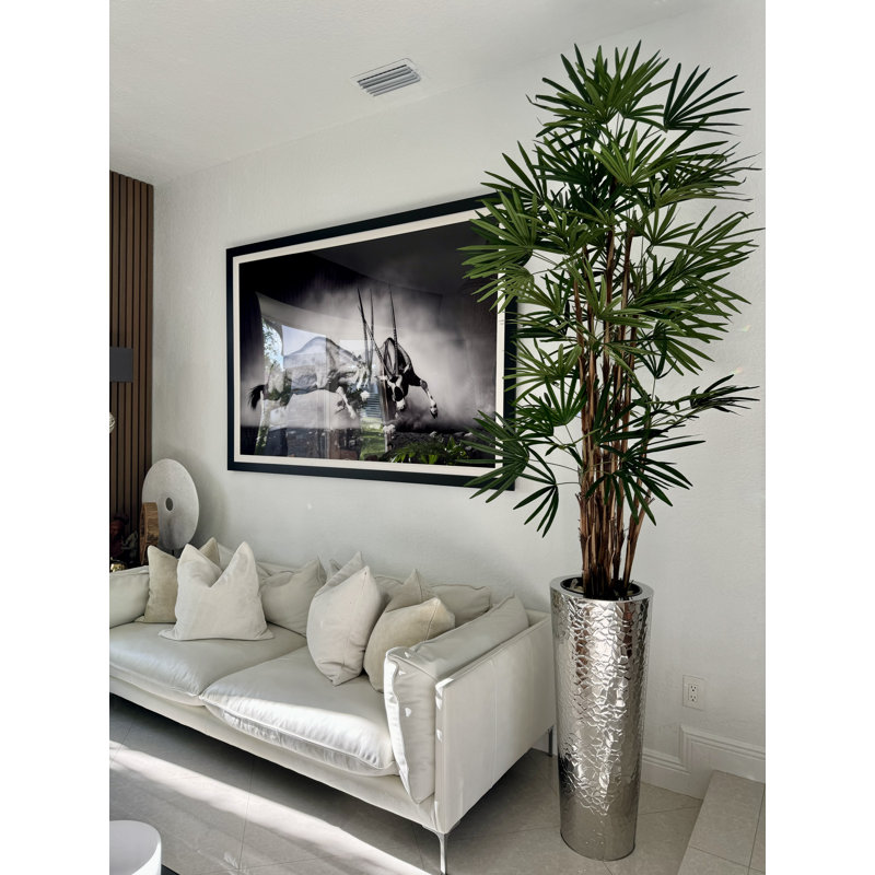 Lady Faux Palm Tree in Metal Planter