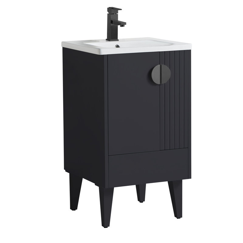 Ensemble de meuble-lavabo simple 20 po Saimah, Noir, Noir