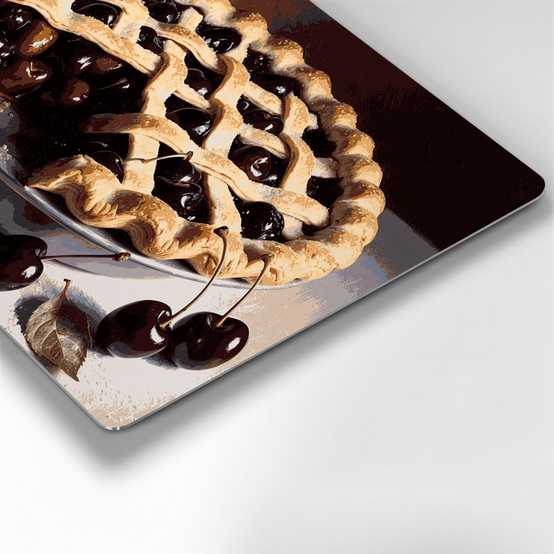Dessert, tarte aux cerises, art mural en métal noir, H 8 po x l 10 po