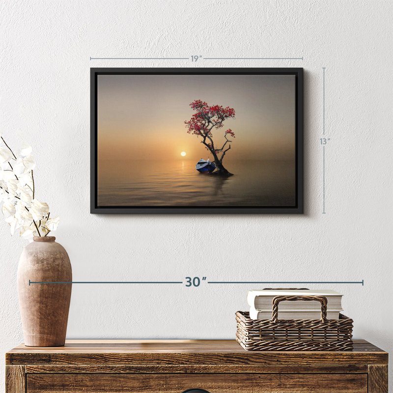 "Art mural bateau amarré", H 13 po x l 19 po