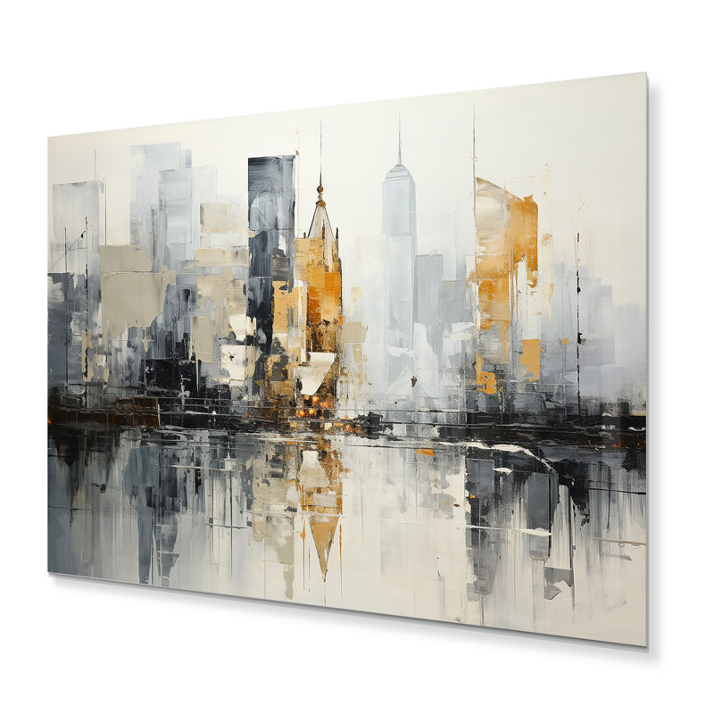 Paysage urbain abstrait IV - Collages abstraits, reproduction sur métal, H 24 po x l 32 po