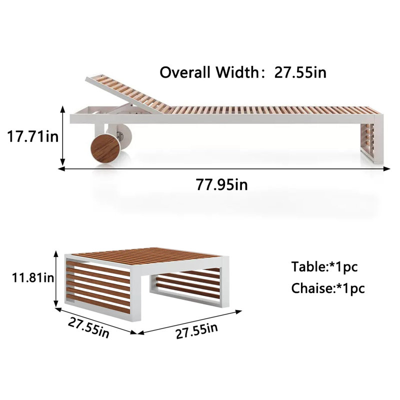 Outdoor Aluminum Alloy Lounge Chair Outdoor Chaise Lounge Set