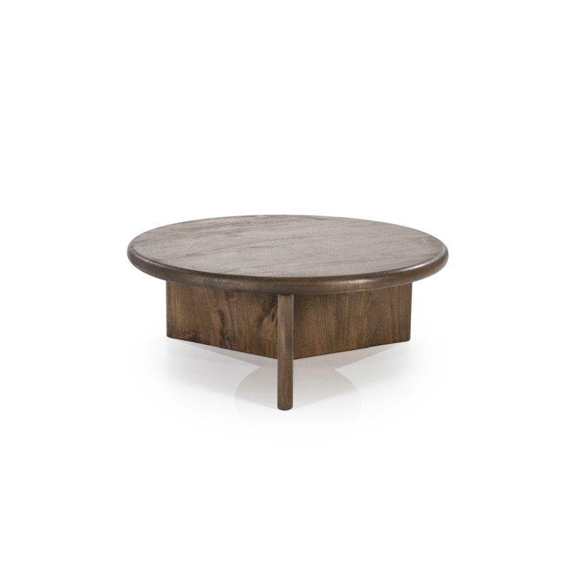 Solid Wood Coffee Table, Brown, 12" H x 32" L x 32" W