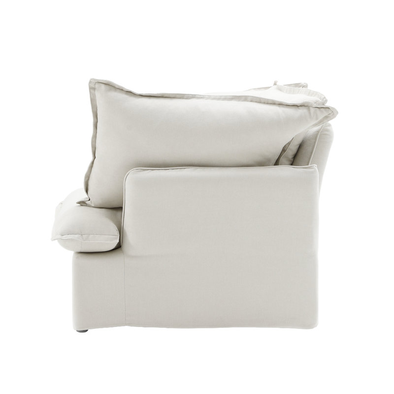 Chaise rembourrée en velours de lin Fairford, Blanc