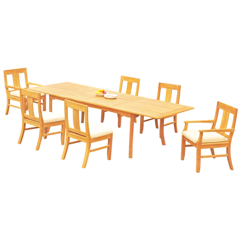 Ensemble de salle à manger rectangulaire en teck pour 6 personnes Kevon, H 30,5 po x L 82 po x l 40 po