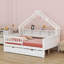 Lits plateforme en bois avec DEL, tablettes de rangement, tiroirs et garde-corps-2092596037