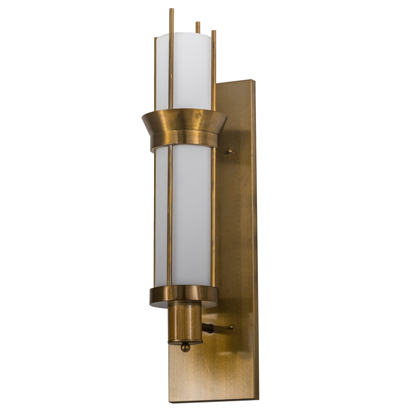 Elegant Gold Direct Wired Electric Wall Sconce with White Glass Shade