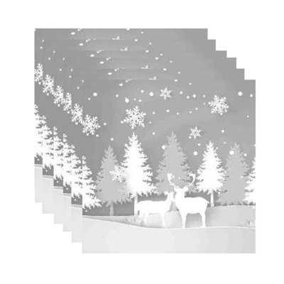 Paquet de 20 serviettes de table à 3 plis déjeuner (forêt de rennes) - ensemble de 6