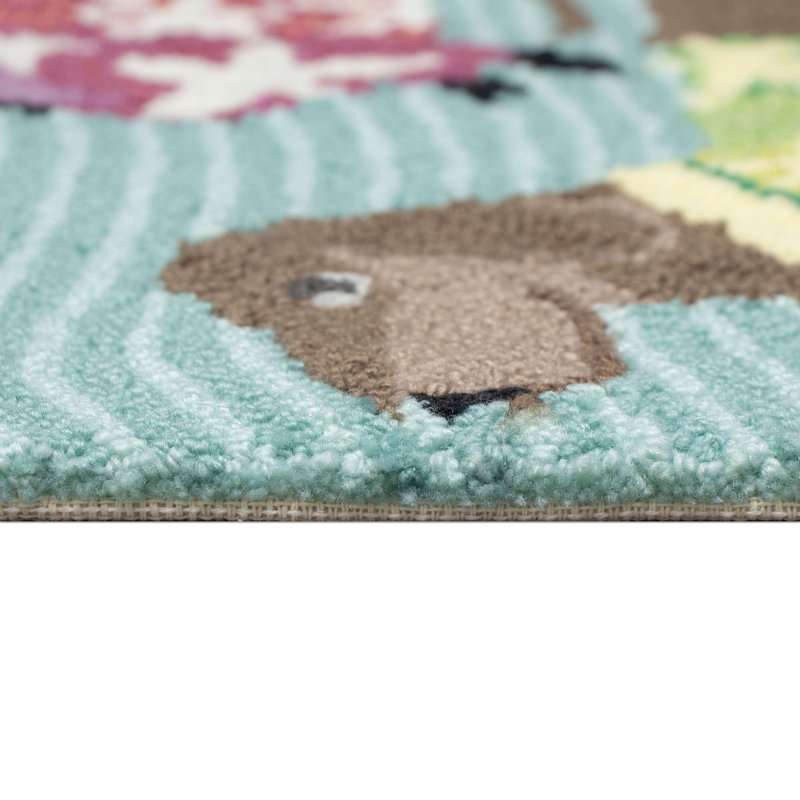 Maud No Pattern And Not Solid Color Polyester Kitchen Mat, Rectangle 1'8" x 2'6"