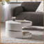 Modern Rotating Small Circular Coffee Table with High Gloss White Finish &amp; Space-Saving Hidden Storage