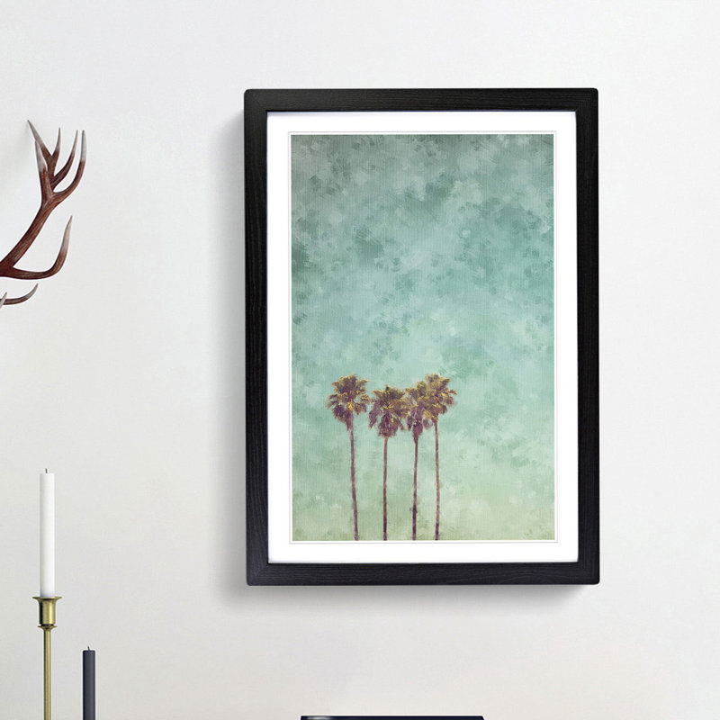 Summertime Palm Trees - Picture Frame Painting Print, 63cm H x 45cm W x 2cm D, Black Framed