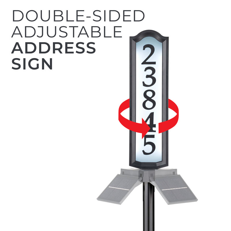 Aurora Black and White Metal Solar LED Address Post