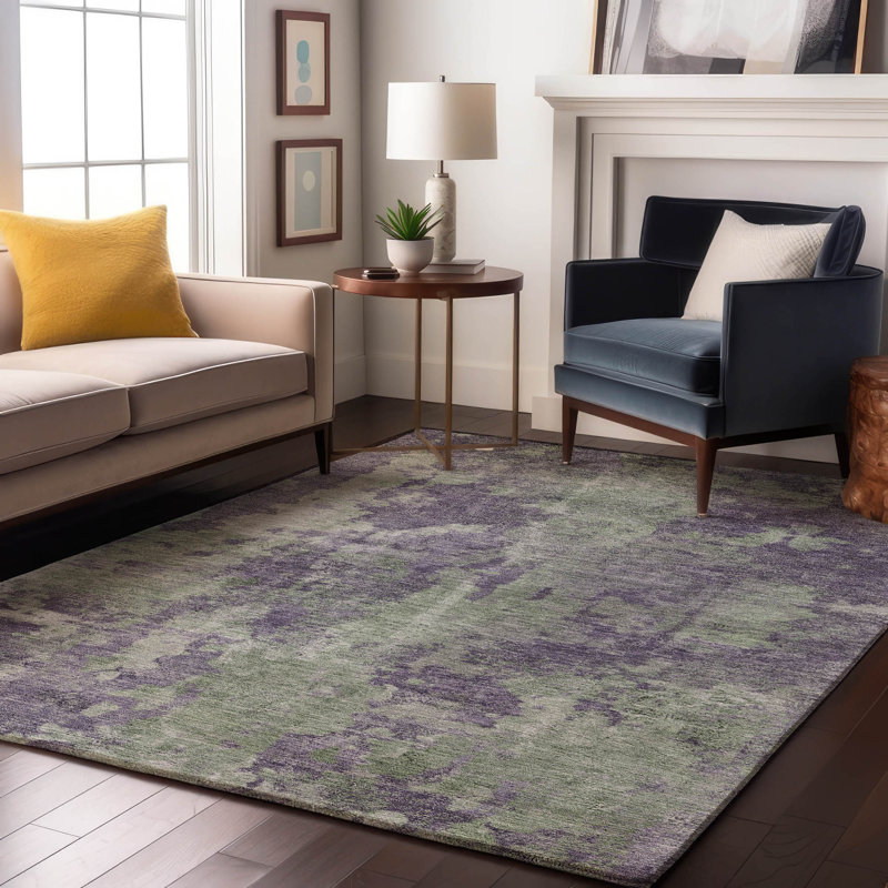 Tapis mauve lavable à la machine de qualité supérieure 9 pi x 12 pi Cerrito AMF573, Rectangle 9 pi x 12 pi