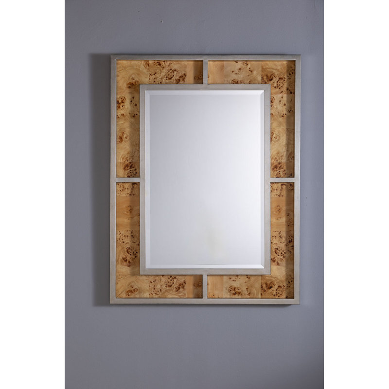 Bedford Mirror, Silver, Monarch Burl