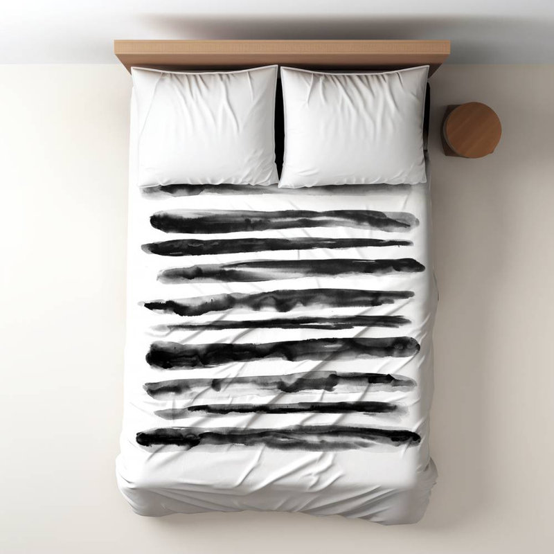 Polyester Sateen Duvet Cover, Twin Duvet, Blue Hatching