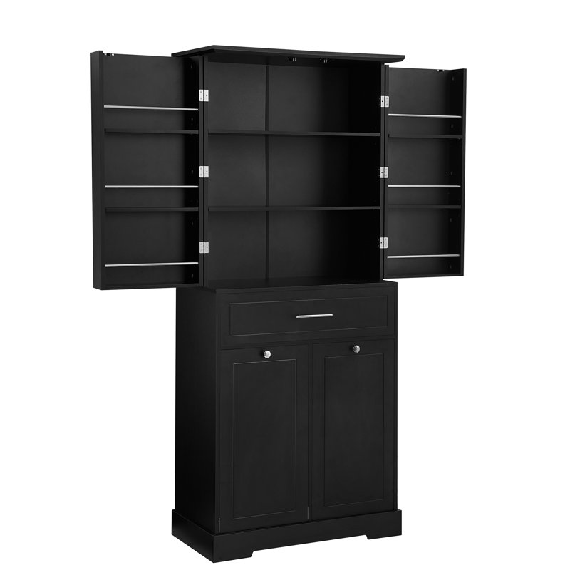 Rangement de salle de bain avec portes et tiroir, Noir, noir, noir, noir