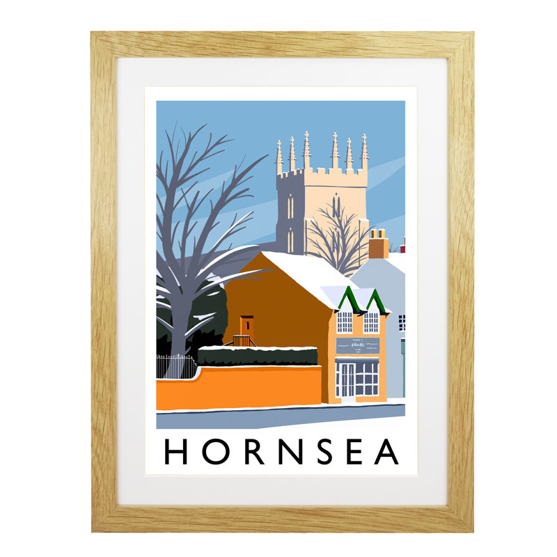 Hornsea (Snow) Portrait - Print, Oak Framed, 50cm H x 40cm W x 3cm D