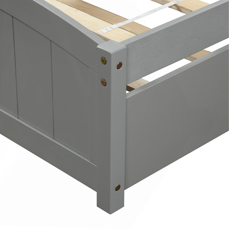 Lit plateforme simple avec lit gigogne, gris, Gris