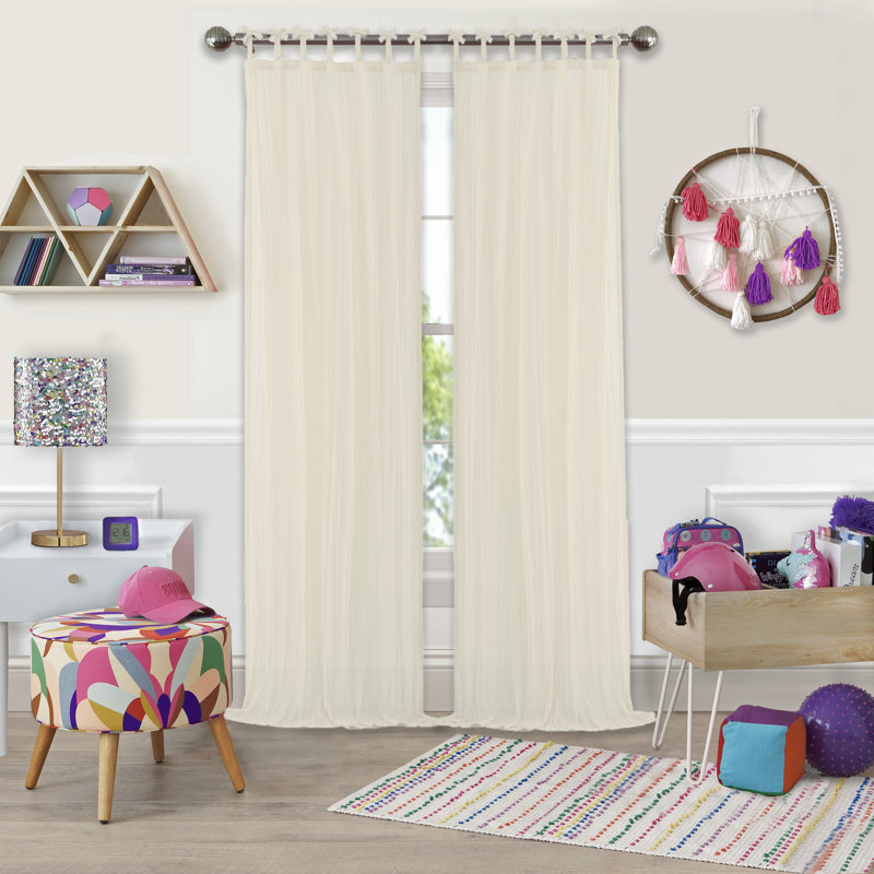 Erasma Sheer Single Curtain Panel, Ivory, 50" W x 95" L