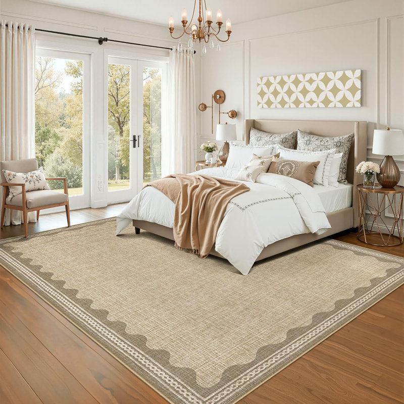 Washable 2x6 Runner Rug Gray Long Non-Slip Carpet Foldable Bordered Low Pile Stain-Resistant Indoor Accent Mat