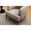 Chaise rembourrée moderne à deux tons en orange brûlé, larges coussins et pieds pour la conception de chambre à coucher ou de bureau en cuir de lin, idéal pour le salon-2069269557