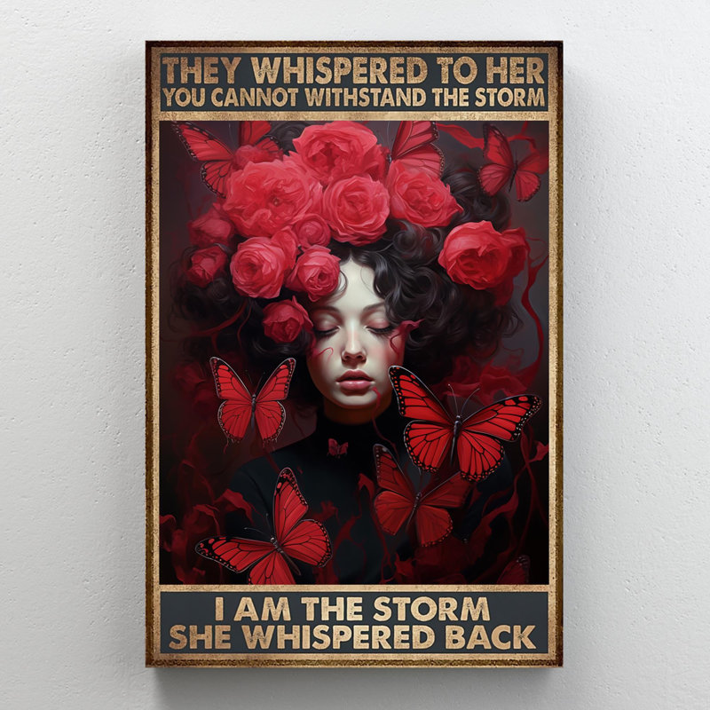 «Red Butterfly Woman I Am The Storm», impression sur toile, H 36 po x l 24 po x P 1,25 po