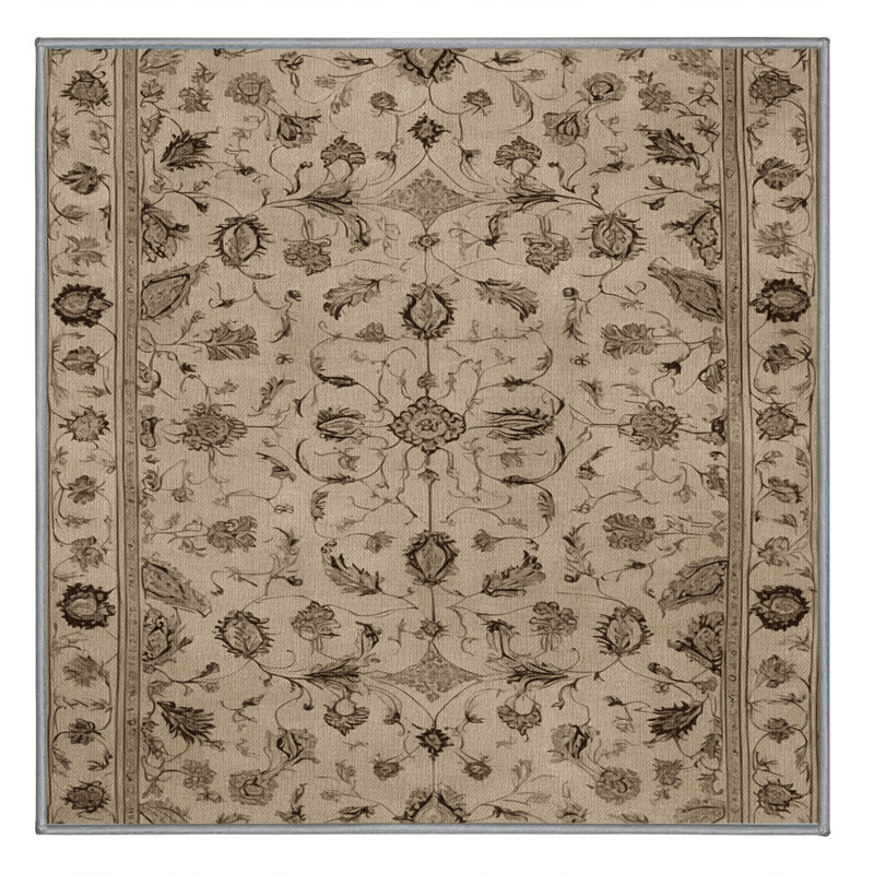 Tapis persan gris lavable à la machine, Carré 3 pi