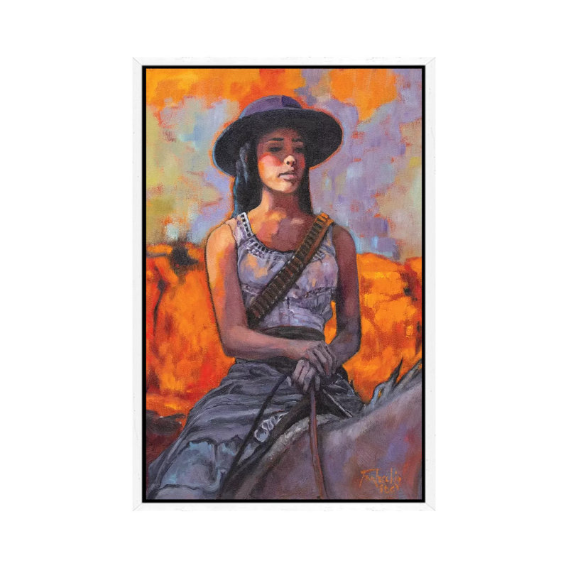 Bandita by Jan Perley - Painting on Canvas, White Framed, 66.04cm H x 45.72cm W x 3.81cm D