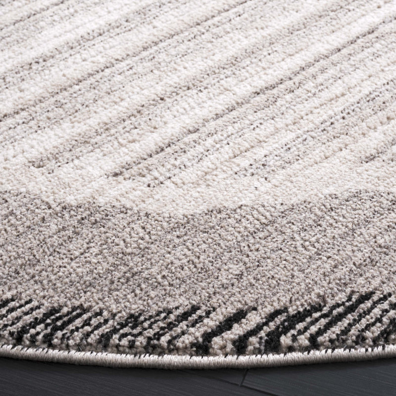 Drus 100 Performance Striped Rug, Round 6'7"