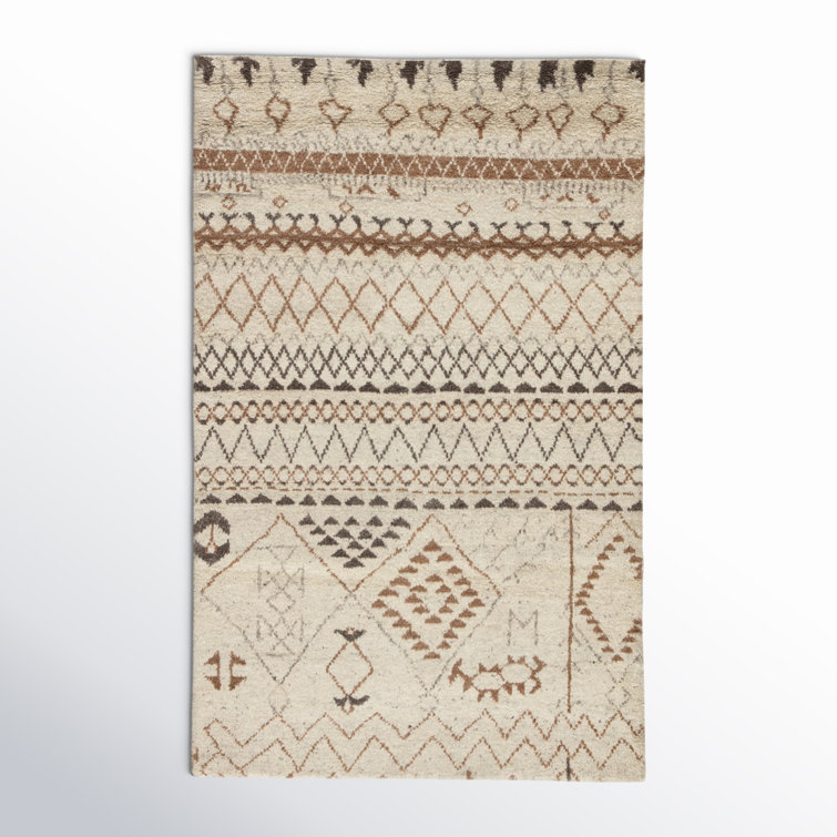 Overby Oriental Hand Knotted Wool Ivory Area Rug