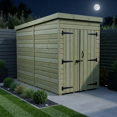 Total Sheds 4ft x 7ft Pent Garden Shed - Double Door - No Windows - Pressure Treated Timber - UK Manufactured