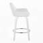 Tabouret de bar pivotant à hauteur fixe en bois blanc et similicuir blanc avec repose-pieds ronds chromés, lot de 2-1698138463