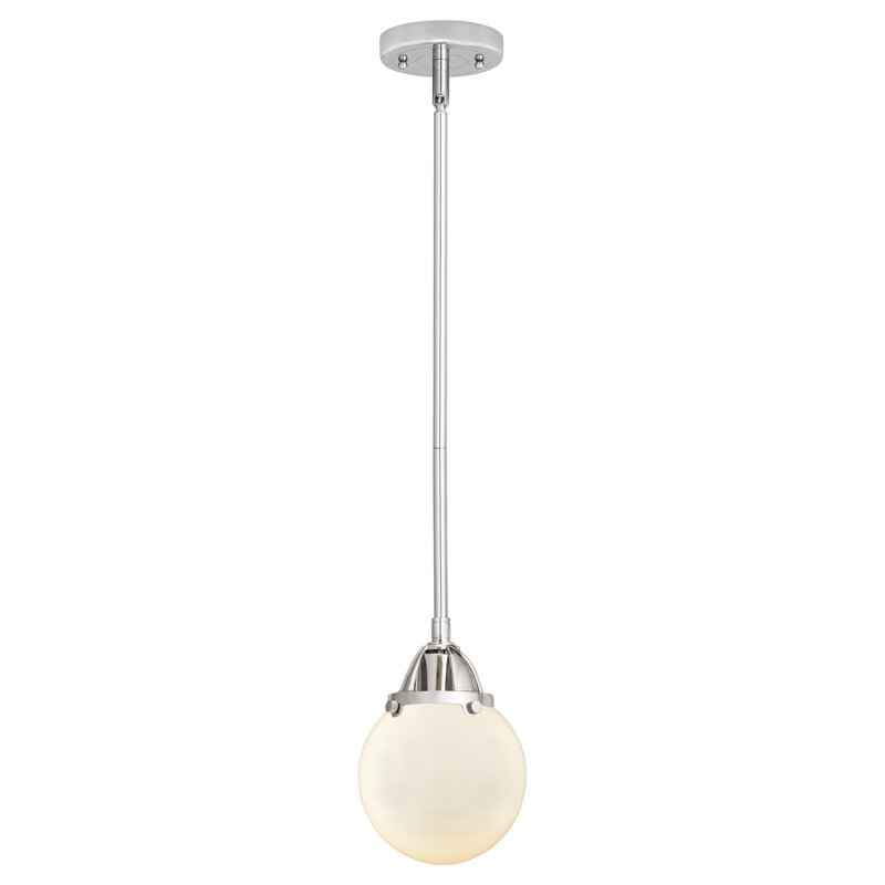 Luminaire suspendu sphère 1 lumière Lorri, Blanc mat, Chrome poli, Ampoule non incluse