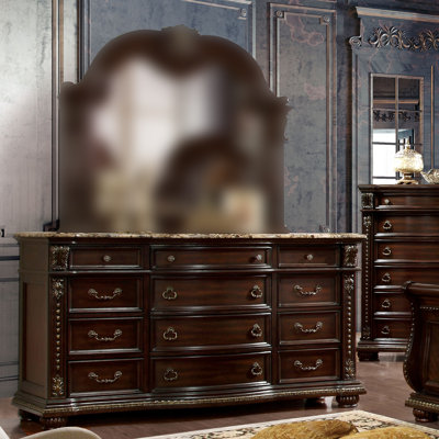 68" W Traditional Dresser, Brown Cherry