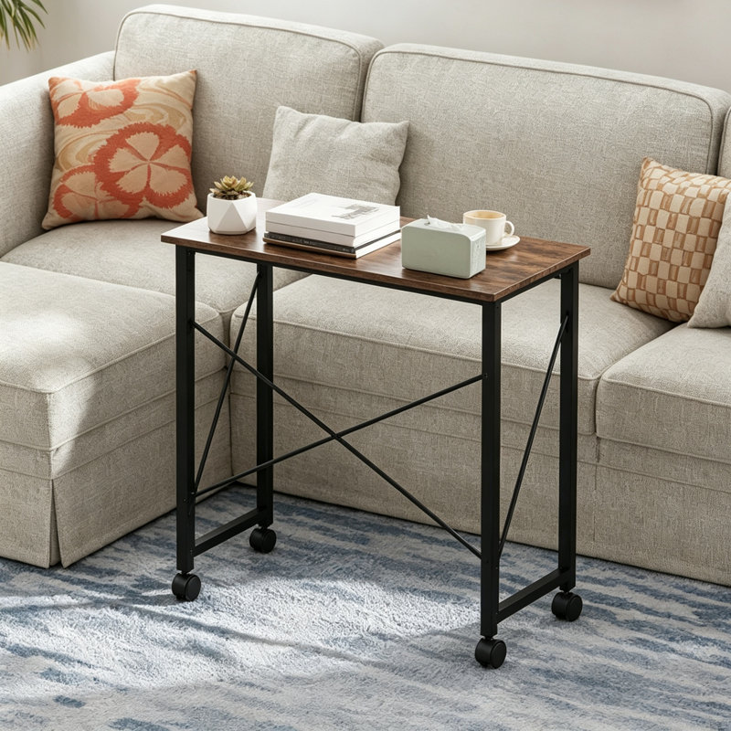 MDF Steel Computer Desk, Rustic Brown