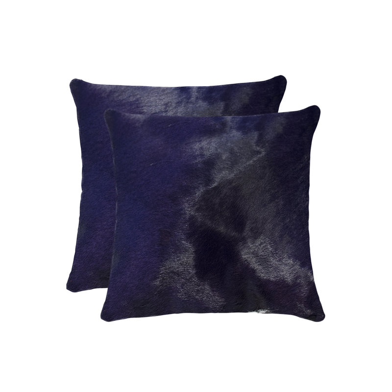  Cowhide Throw Pillow, Navy
