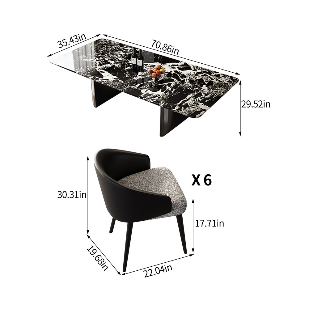 ALLNICEDT Modern rectangular luxury marble dining table set Wayfair