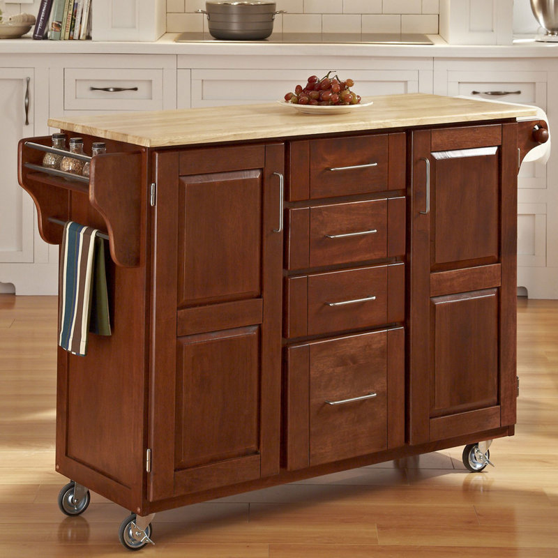 Littrell Solid Wood Kitchen Island, Oak